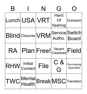 Meeting Game Bingo Card