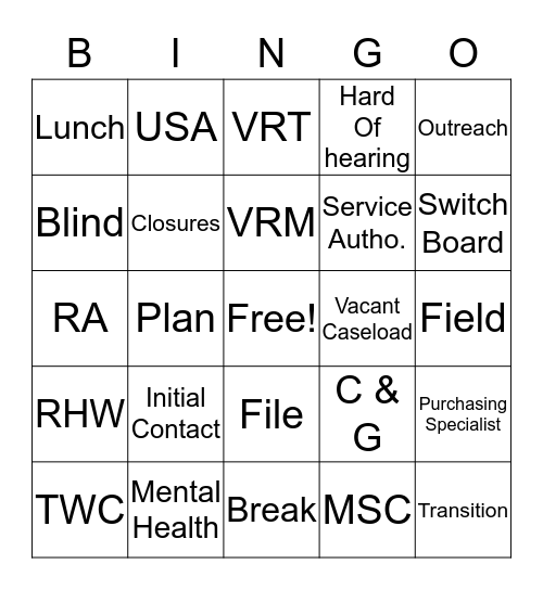 Meeting Game Bingo Card