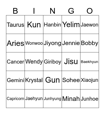 SEULGEE Bingo Card