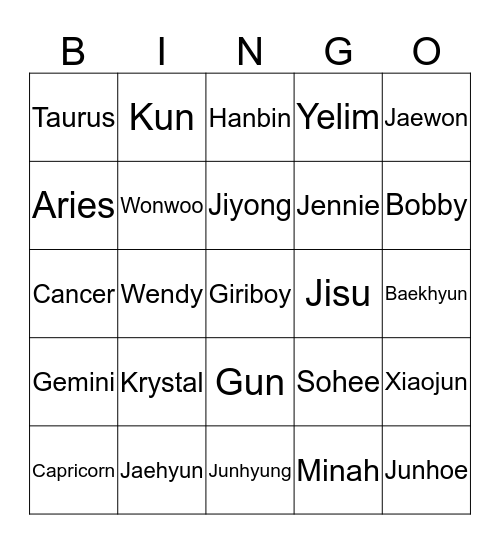 SEULGEE Bingo Card