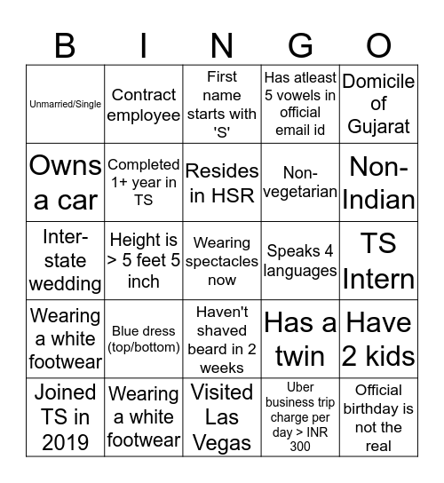 SPOT THEM Bingo Card