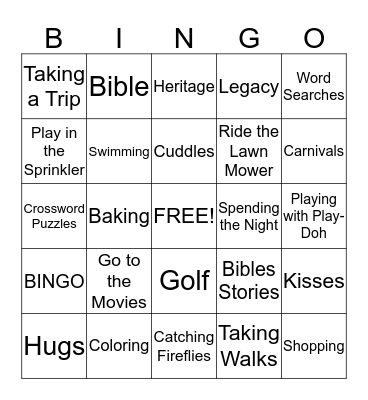 Grandparent's Day BINGO Card