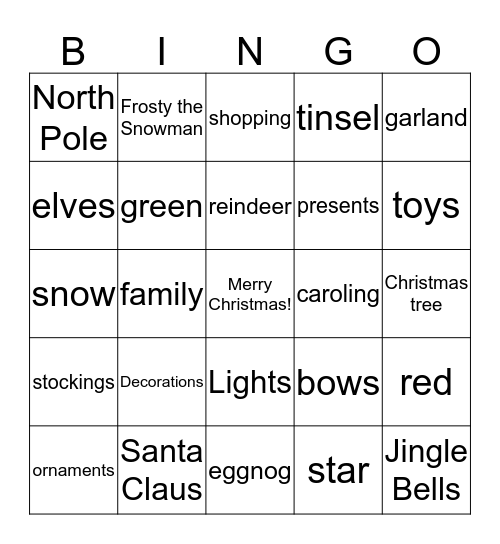 Merry Christmas! Bingo Card