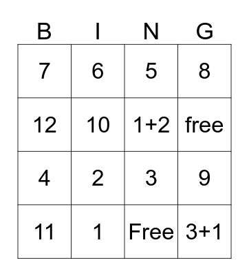 Number Bingo Card