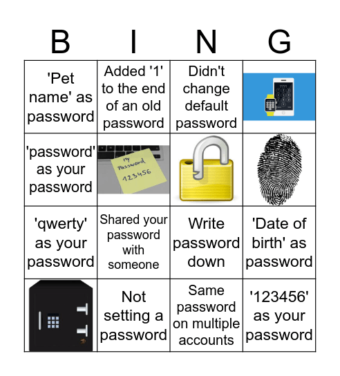 Password Bingo Card