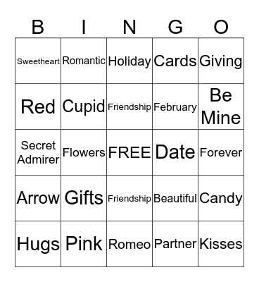 Alpha Delta Pi Valentines Bingo Card