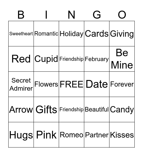 Alpha Delta Pi Valentines Bingo Card