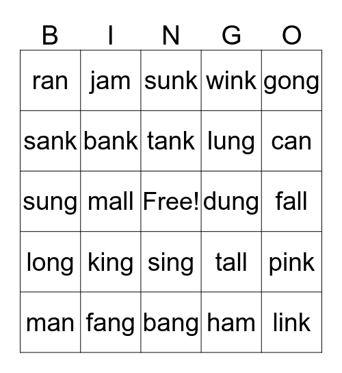 Glued Sounds Bingo Card