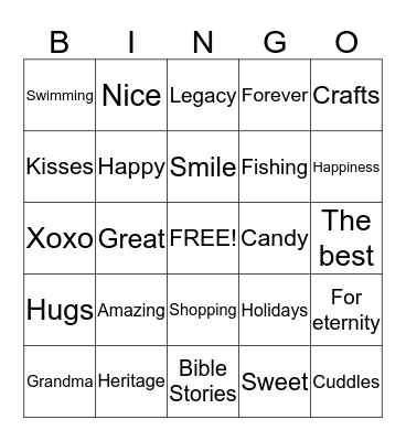 Grandparents  Bingo Card