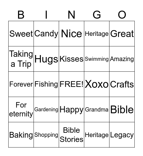 Grandparents  Bingo Card