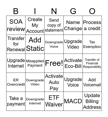 Module 1 - Billing and COS Bingo Card