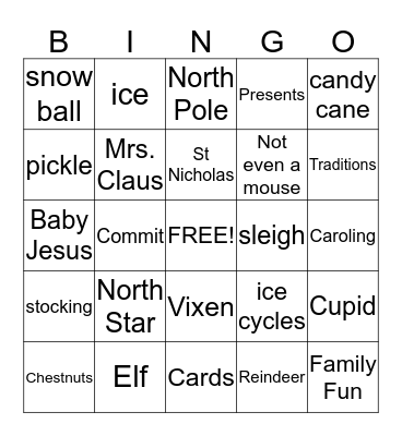 Christmas 2013 Bingo Card