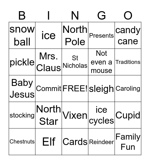 Christmas 2013 Bingo Card