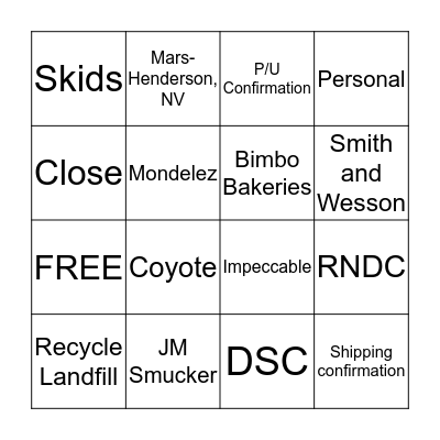 Northstar Bingo!  Bingo Card