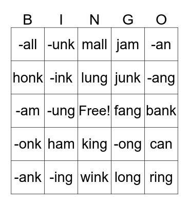 Glued sounds  Bingo Card