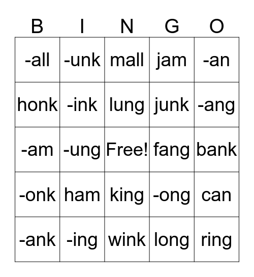 Glued sounds  Bingo Card