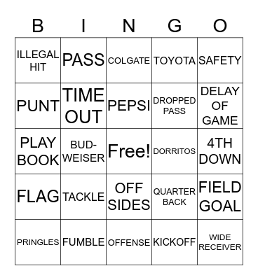 SUPER BOWL OF FOOTBALL Bingo Card