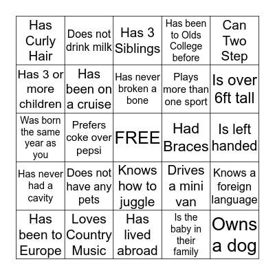Find Someone Who... Bingo Card