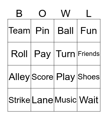 Bowling Bingo Card