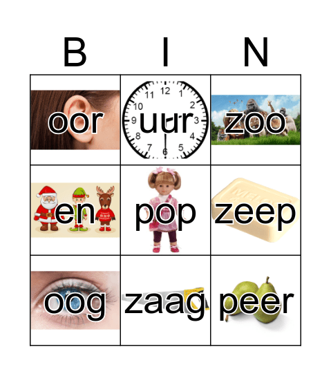 Woorden Bingo Bingo Card