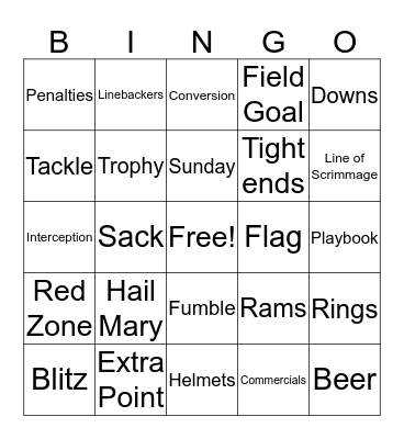 SUPERBOWL XLIII Bingo Card