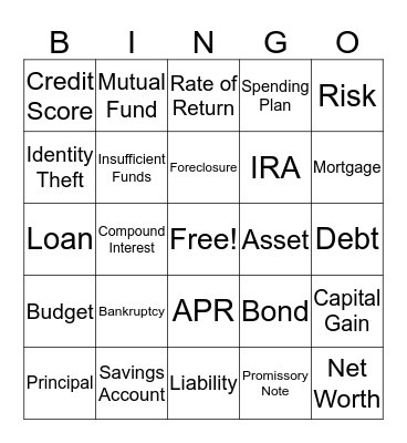 FINANCIAL BINGO Card