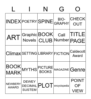 LIBRARY LINGO Bingo Card
