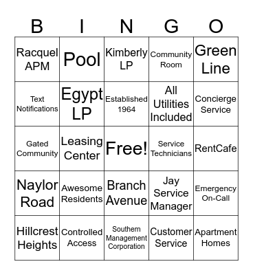 Marlborough House Bingo Card