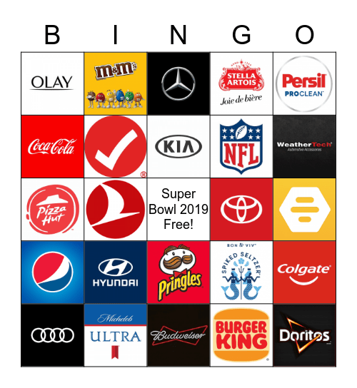 Super Bowl 2019 Bingo Card