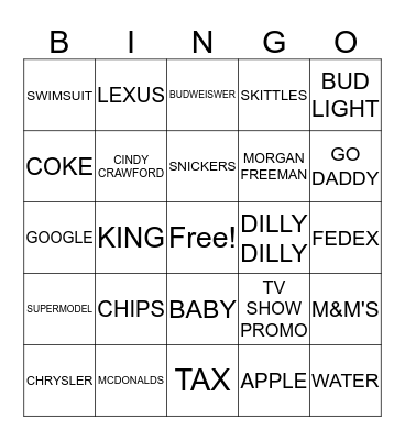 COMMERCIAL FOOTBALL BINGO Card