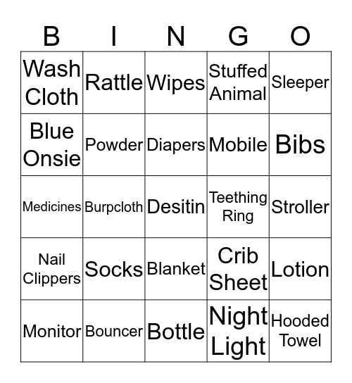 Heather's Shower  Bingo Card