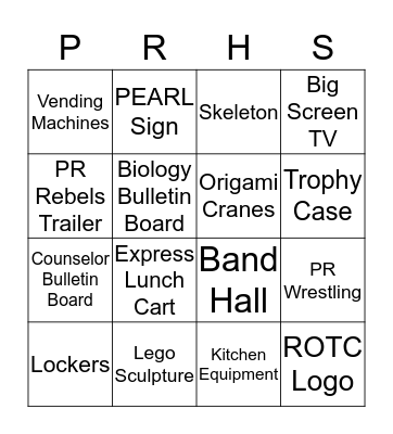 8th Grade Scavengar Hunt Bingo Card