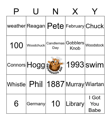 Groundhog Day BINGO Card
