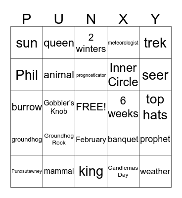 Groundhog Day BINGO Card