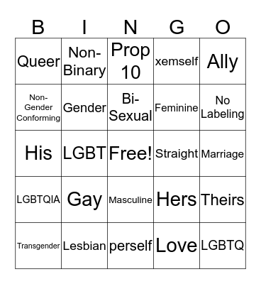 Pride Bingon Bingo Card