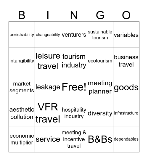 Unit 1 Vocab Bingo Card