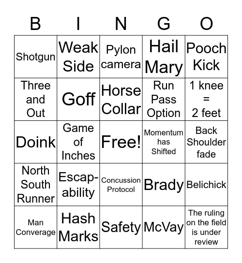 Super Dumb Super Bowl Announcer Phrases Bingo Card