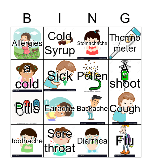 Aches and pains Bingo Card