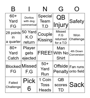 BELFORTCLAN SUPERBOWL BINGO Card