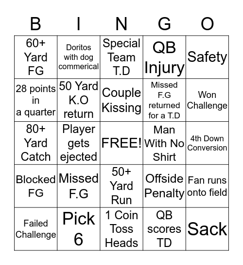 BELFORTCLAN SUPERBOWL BINGO Card