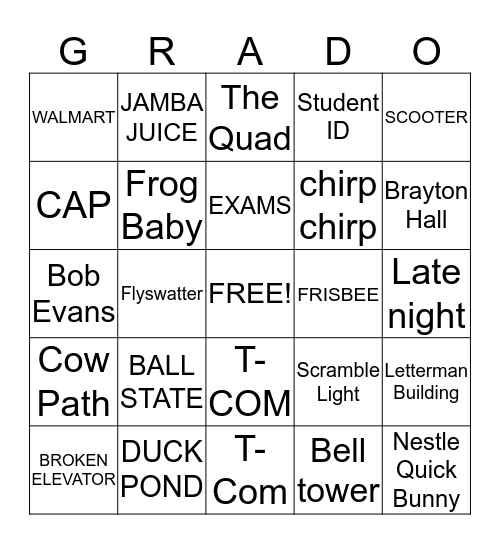 GRAD BINGO Card