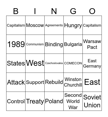 How secure was the USSR's control over Eastern Europe, 1948-1989? Bingo Card