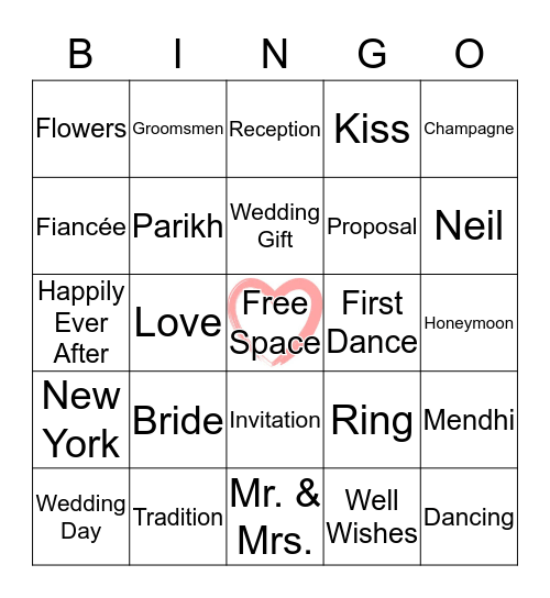BRIDAL Bingo Card