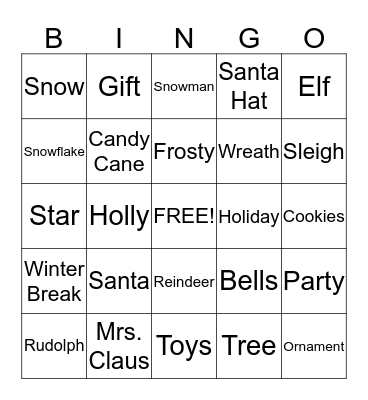 Holiday BINGO Card