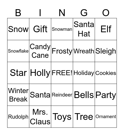 Holiday BINGO Card