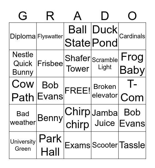 GRAD BINGO Card