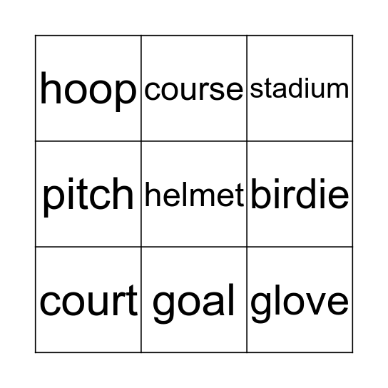 Sports Bingo Card