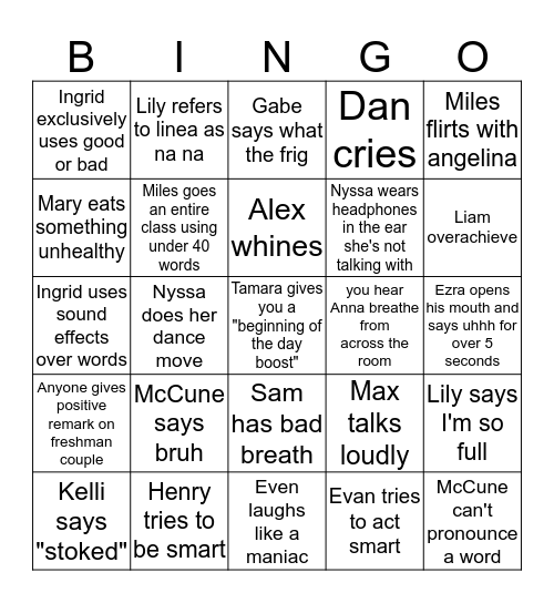 Life Bingo Card