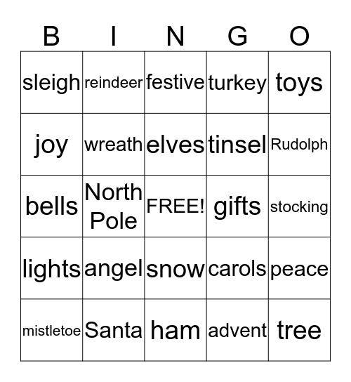 Christmas Bingo Card