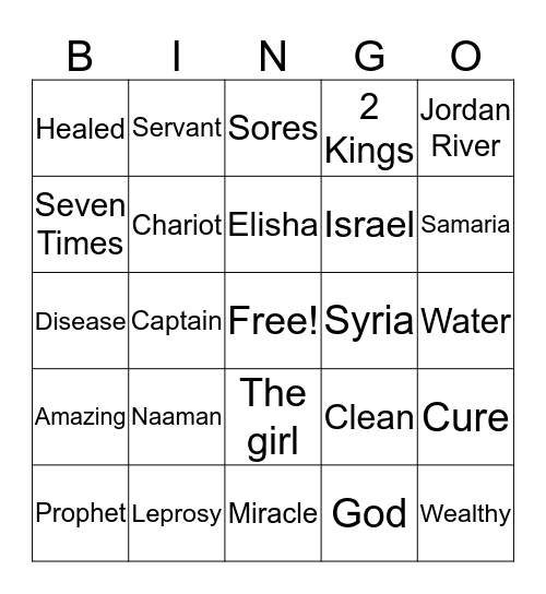 Naaman is Healed! Bingo Card